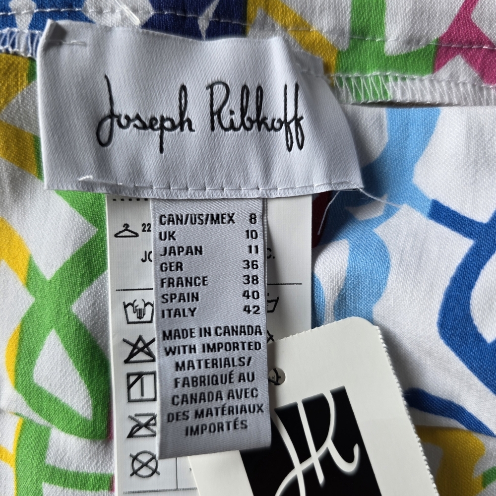 Joseph Ribkoff Cropped Ankle Pants multi color festive summer Sz 8 - Picture 8 of 10
